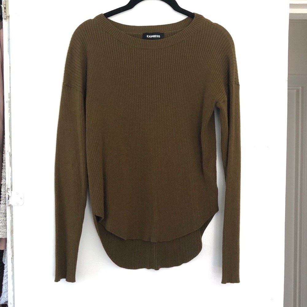 EXPRESS | Ribbed Long Sleeve Knit Top